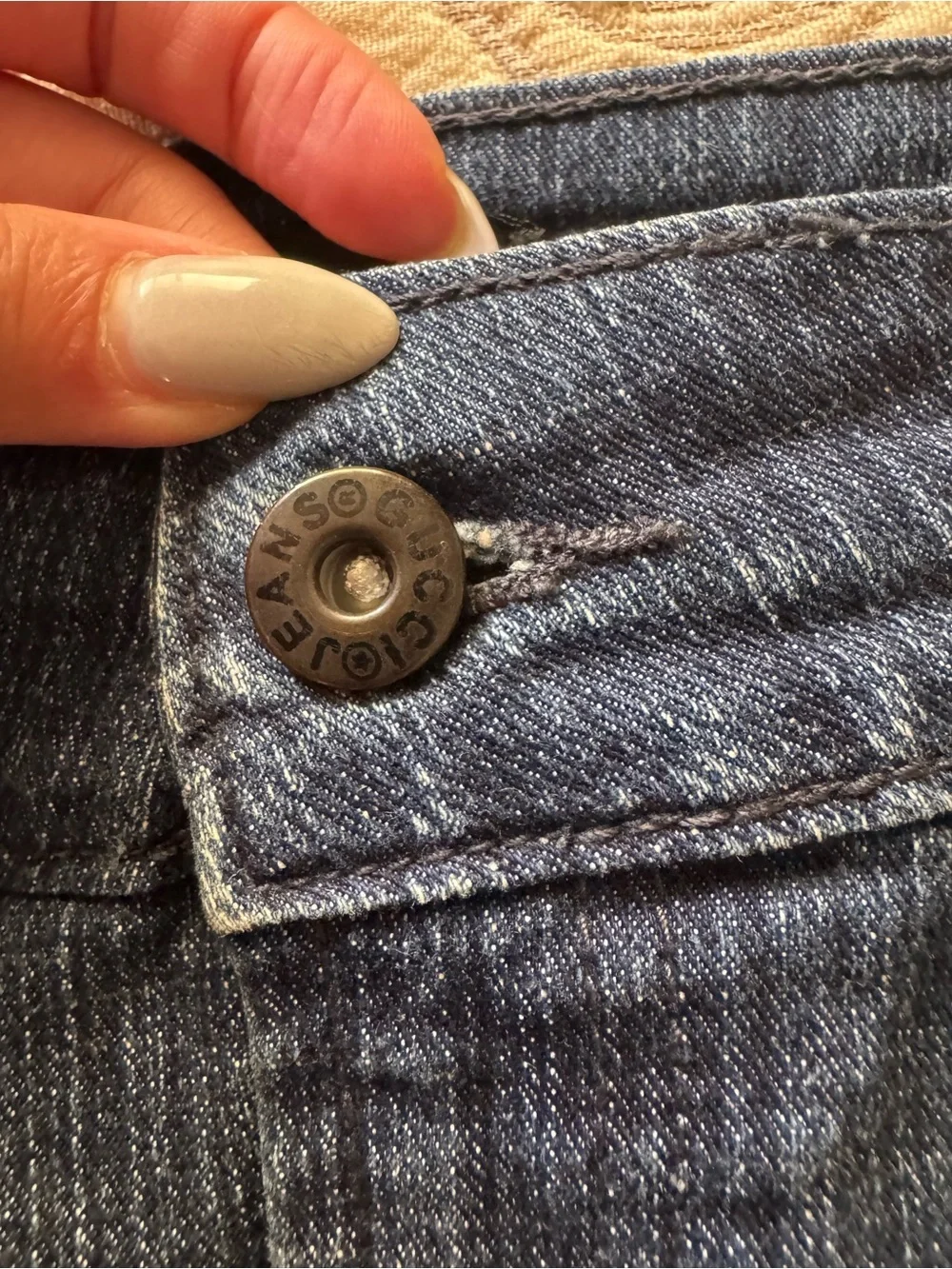 Gucci Blue Denim A-Line Skirt with Leather Logo Patch